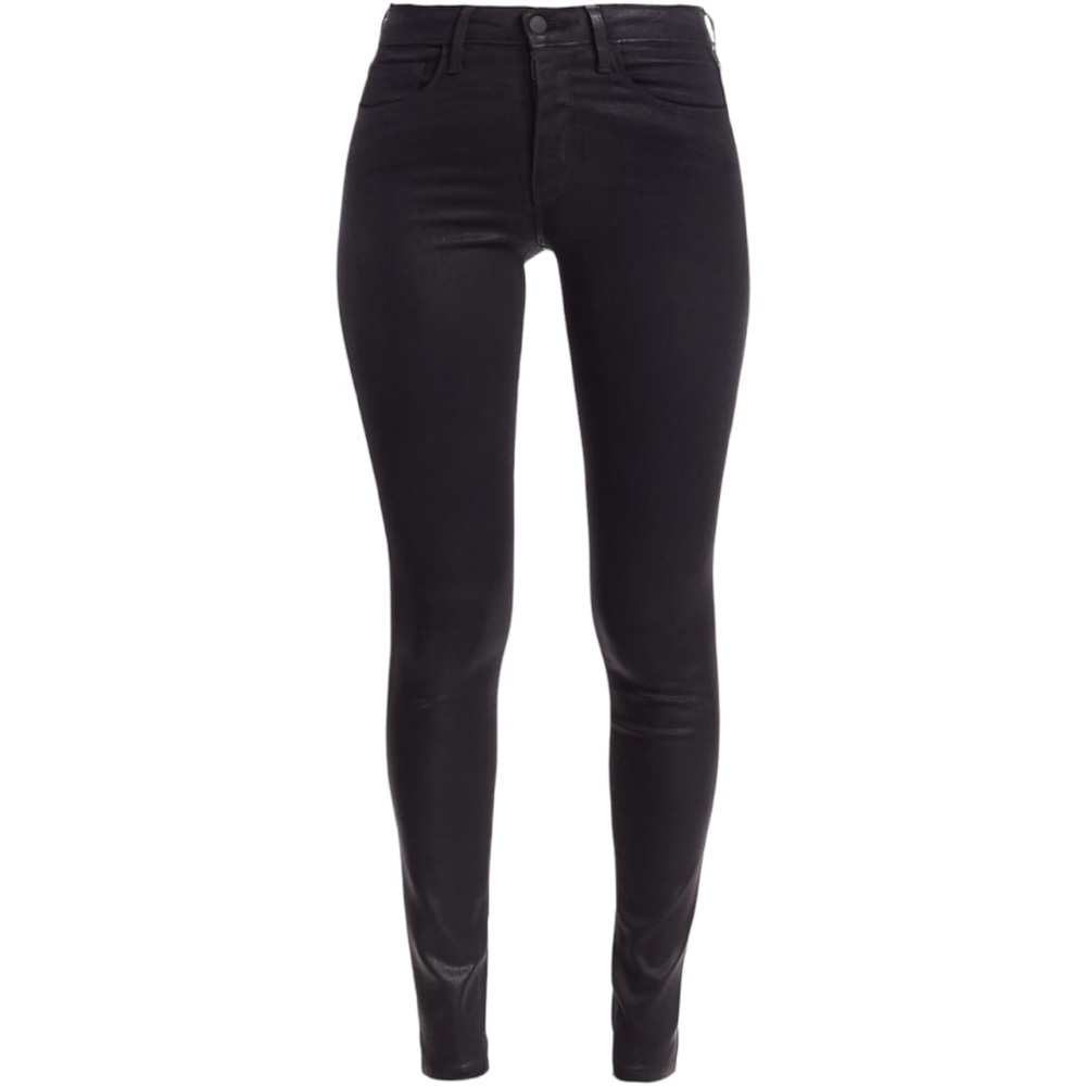 L'AGENCE Margot High-Rise Skinny Black Noir Coated Jeans - Picture 6 of 7